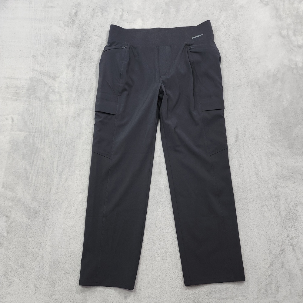 NEW Eddie Bauer Pants Womens 6 Black WR Incline Utility Capri Zip Pockets Hiking